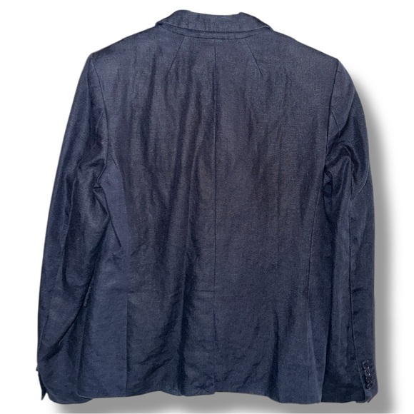 J.Crew NWOT Women’s Linen Blend Blazer Size 12 Navy Tailored Single-Button - Picture 13 of 16